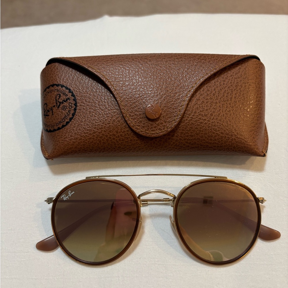 Ray-Ban Pink Round Double Bridge Sunglasses with Case